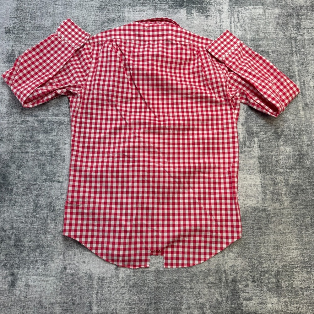 Polo Ralph Lauren Shirt Mens Medium Red White Gingham Check Non Iron Poplin READ - Picture 6 of 11